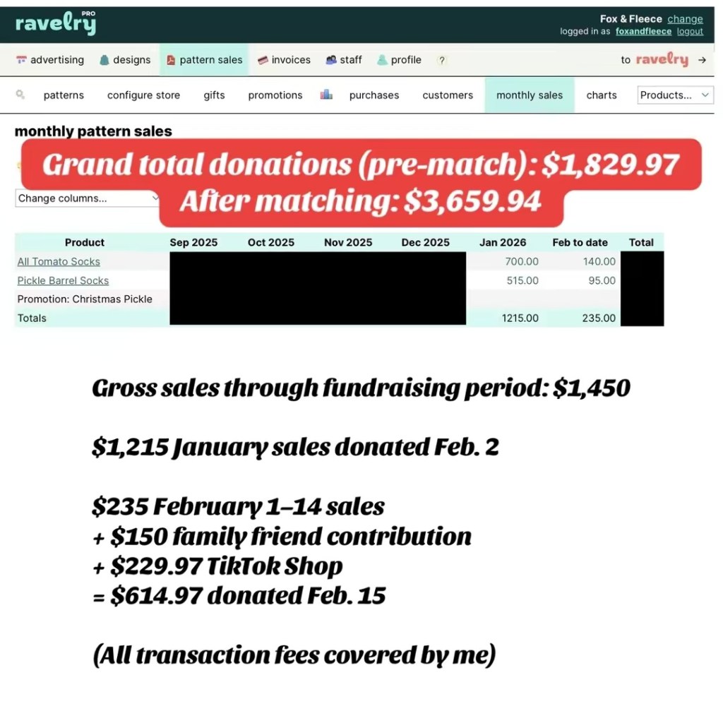 Screenshot showing the final donation results for the Immigrant Law Center of Minnesota 